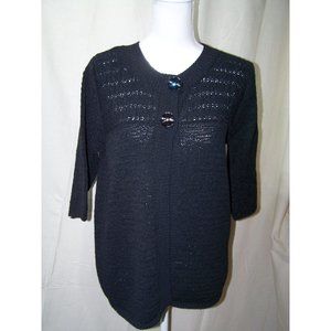 Carole Little Sweater Cardigan Woman 1X Black Rhinestone NWT